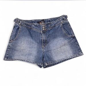 Route 66 Women’s Denim Blue Mini Shorts with Pockets and Buckles